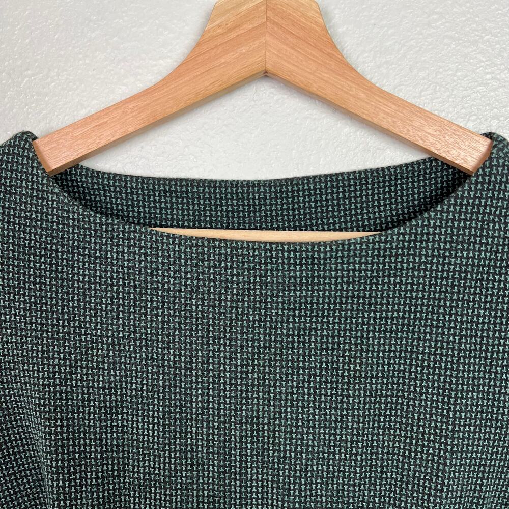 J. Jill Ponte‎ Knit Petite Small 3/4 Sleeve Black and Green Boat Neck  Tunic Top - Picture 2 of 7